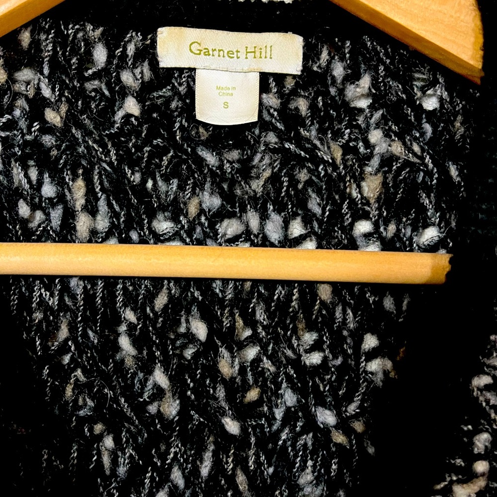Garnet Hill sweater, size S. Nubby black and gray weave. Very good condition.